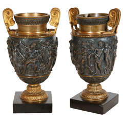 Turn of the Century Silver and Bronze Urns 7