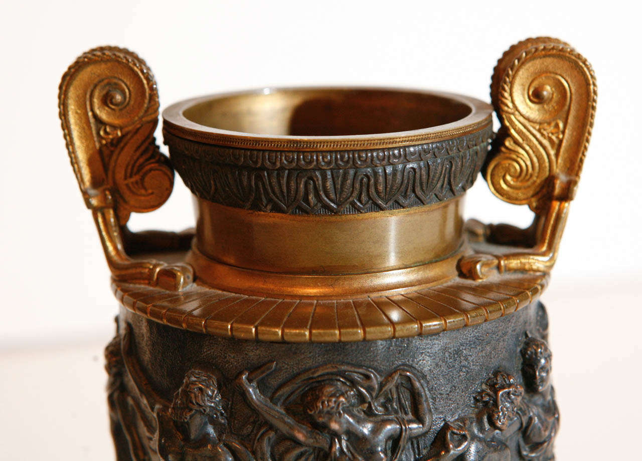 20th Century Turn of the Century Silver and Bronze Urns