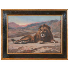 19th Century Lion Painting