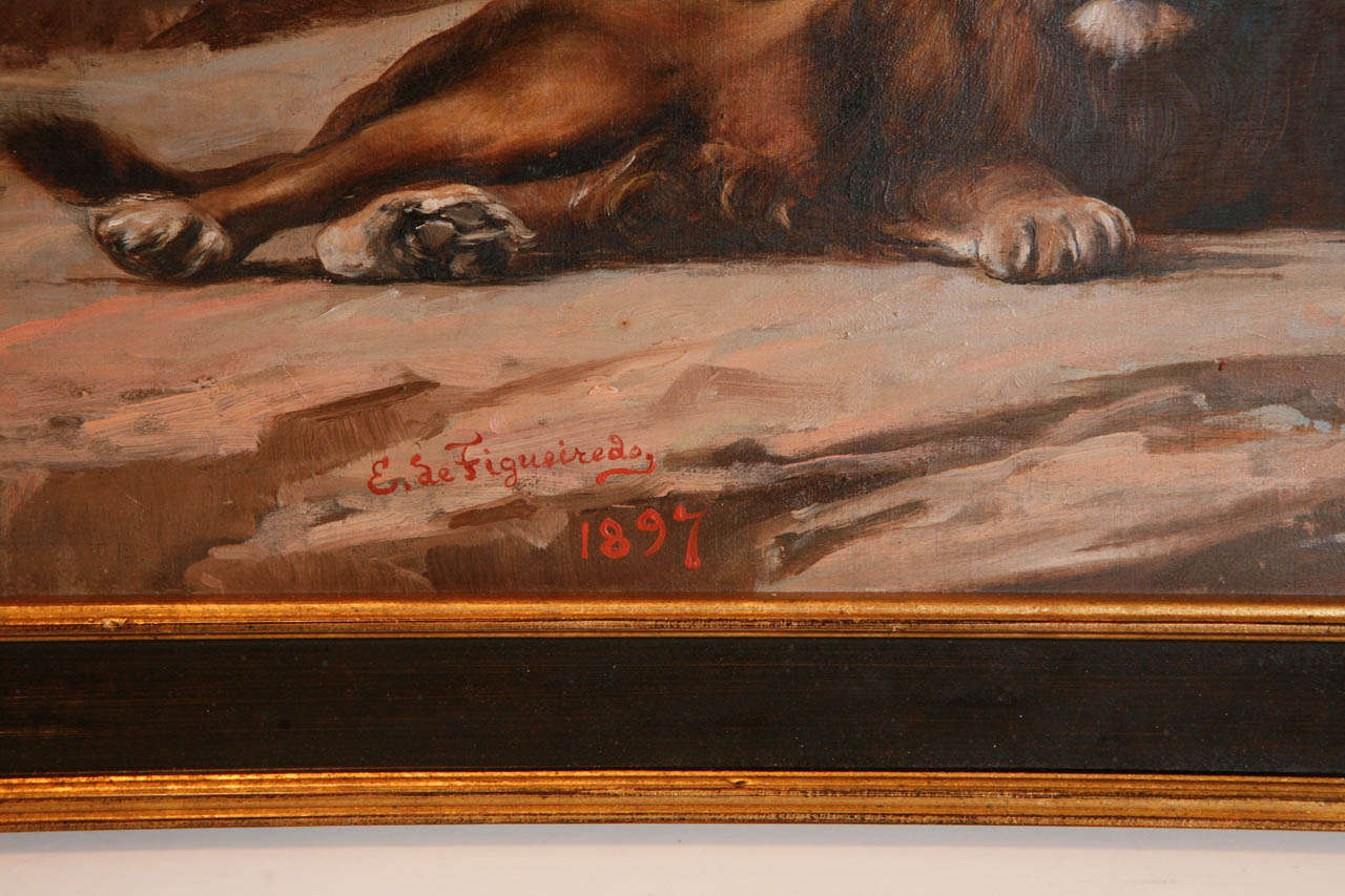 19th Century Lion Painting 1