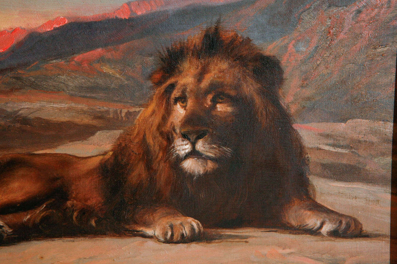 19th Century Lion Painting 2