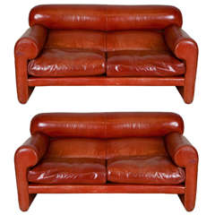 Pair Of Italian Leather Sofas