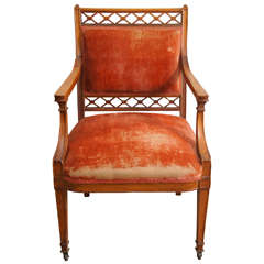 A Regency Chair with Silk Velvet Upholstery