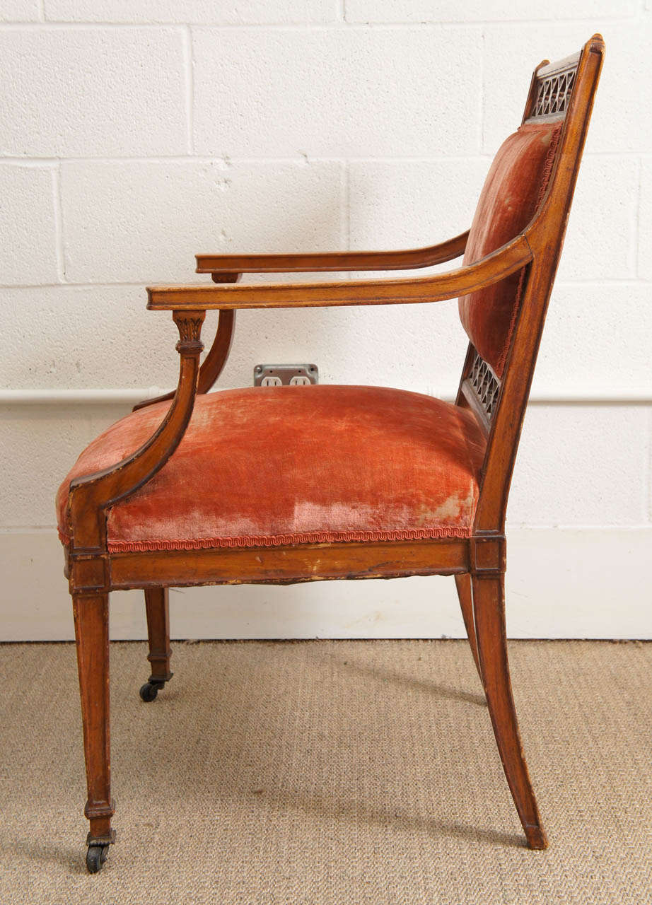 A Regency Chair with Silk Velvet Upholstery In Good Condition For Sale In Hudson, NY