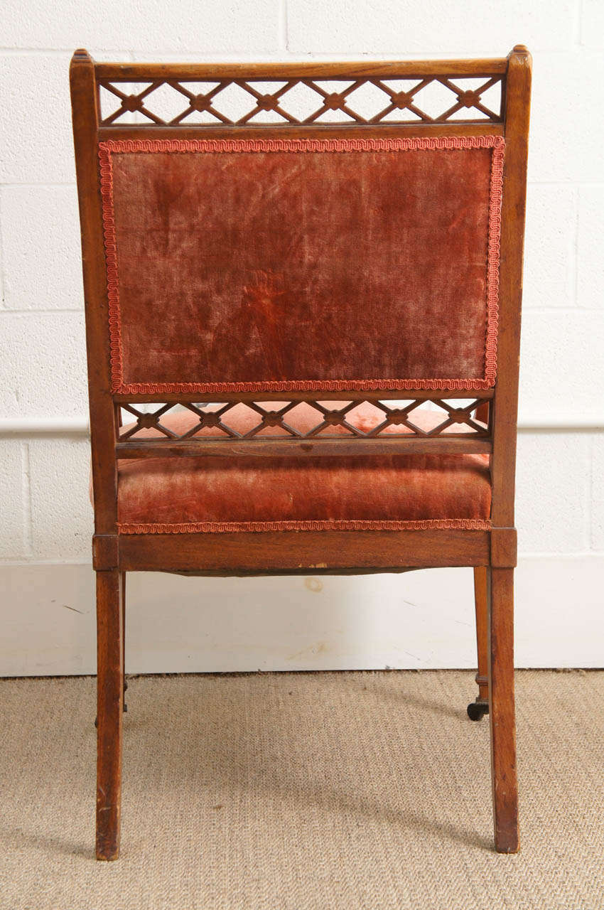 Fruitwood A Regency Chair with Silk Velvet Upholstery For Sale