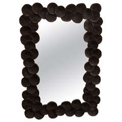 A Carved Wood Mirror with Lotus Leaf Surround