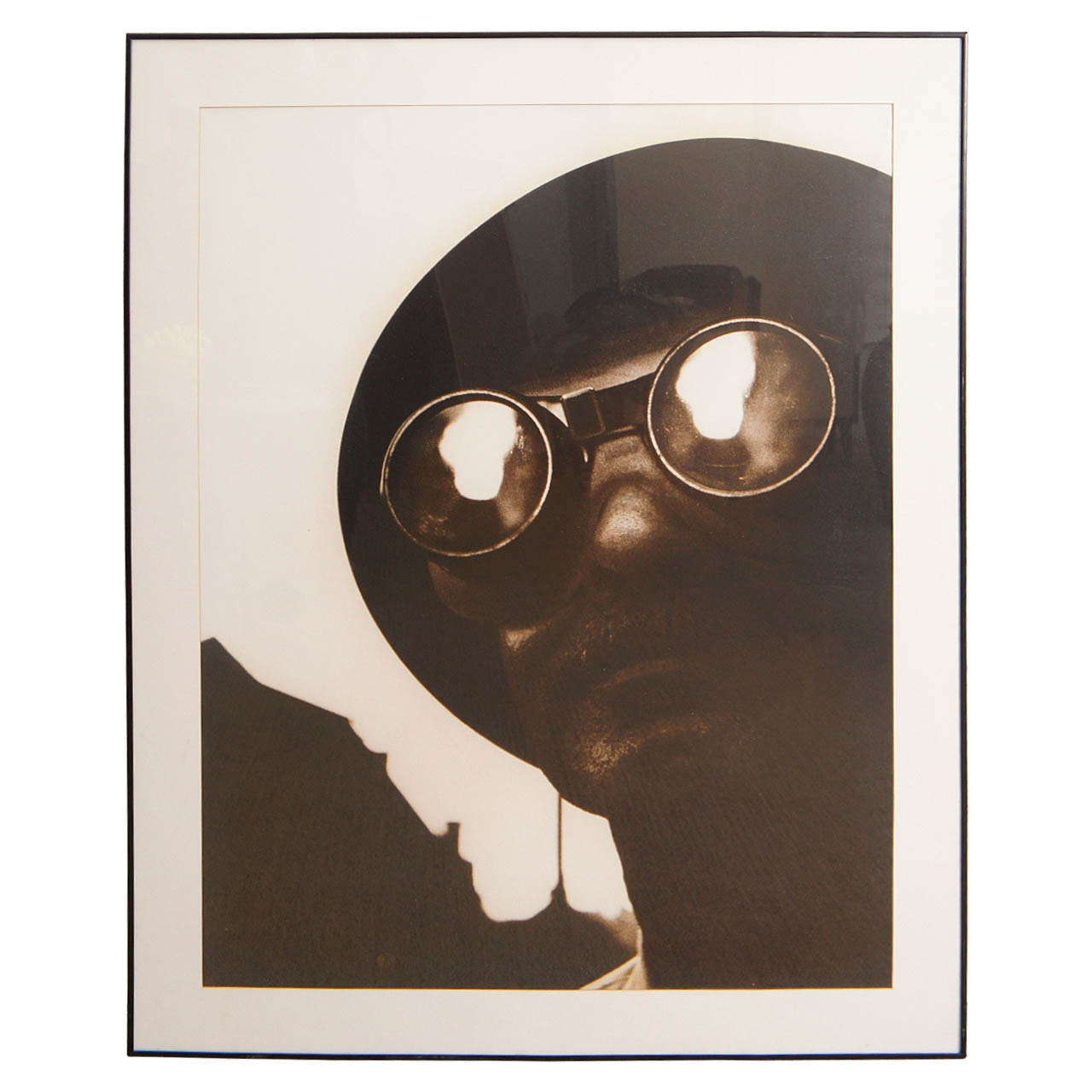 A Large Photograph of a Man Wearing Goggles