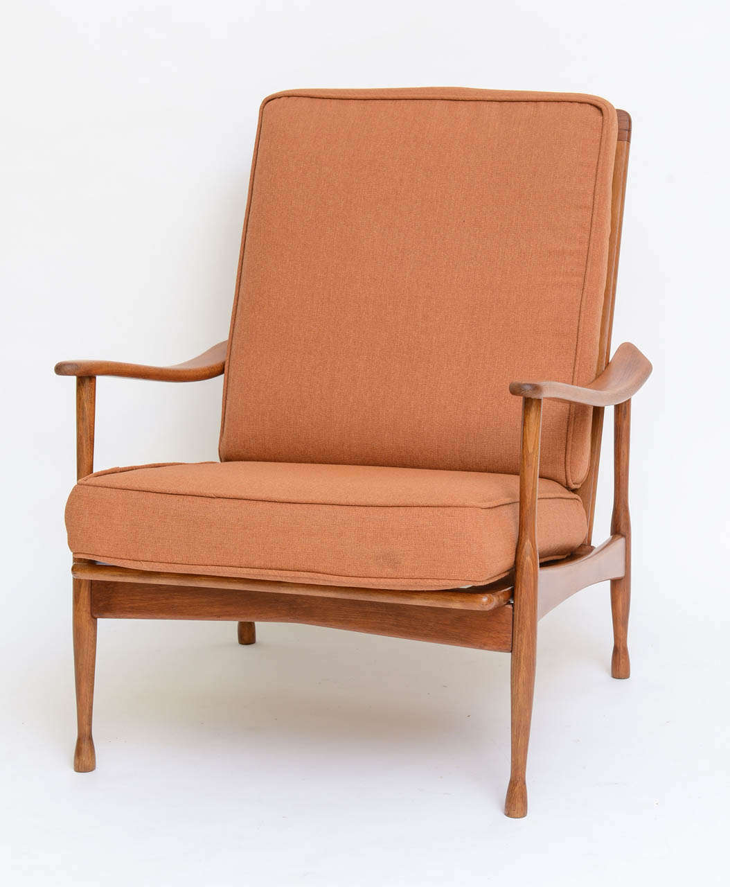 Danish Ib Kofod Larsen Style Teak Spindle Back Lounge Chair In Excellent Condition In Miami, FL