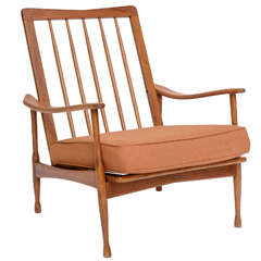 Danish Ib Kofod Larsen Style Teak Spindle Back Lounge Chair