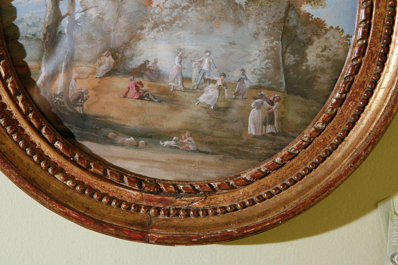 Italian Gouache with Original Carved and Gilt Frame circa 1780 In Excellent Condition In Los Angeles, CA