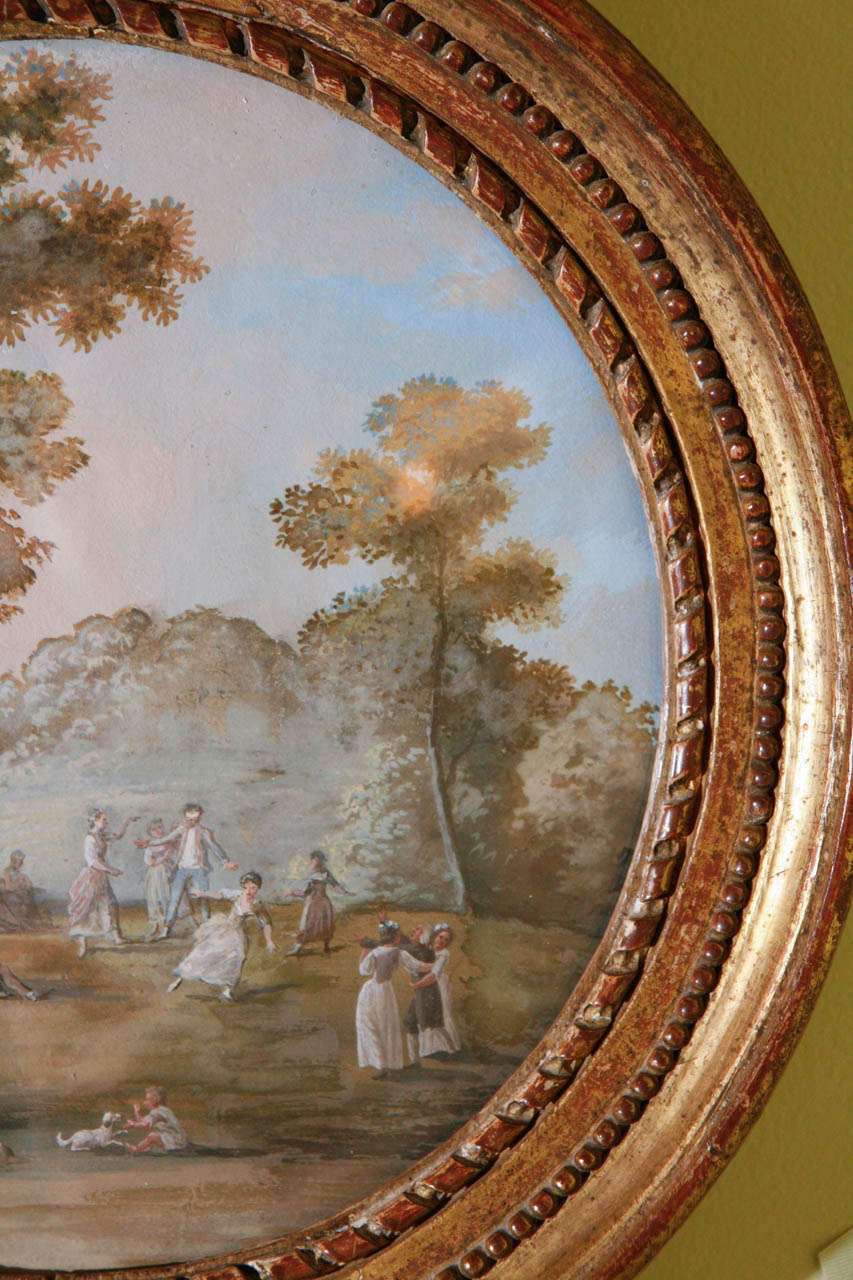 18th Century and Earlier Italian Gouache with Original Carved and Gilt Frame circa 1780