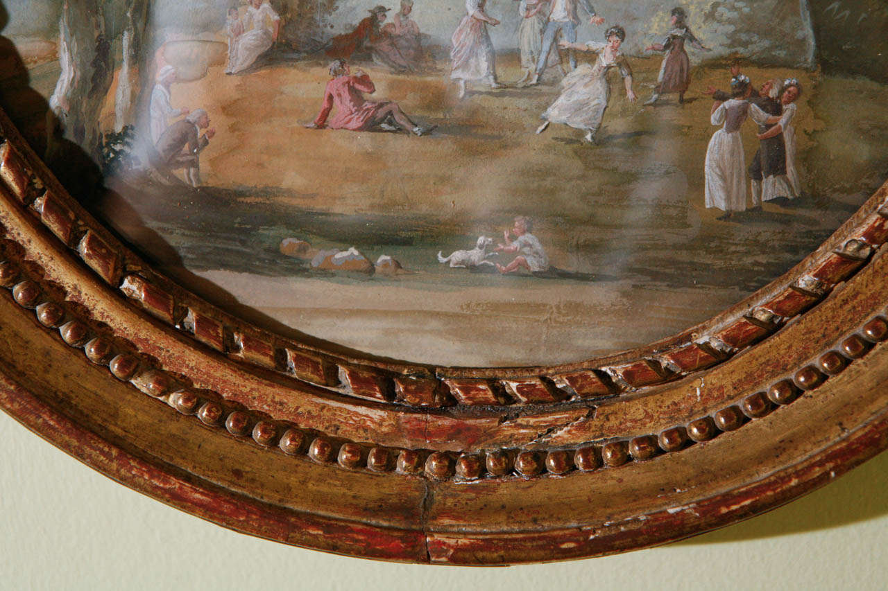 Italian Gouache with Original Carved and Gilt Frame circa 1780 2