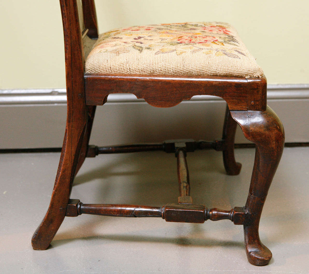 A Pair of English Queen Anne Low Hearthside chairs, mid 18th c. 4