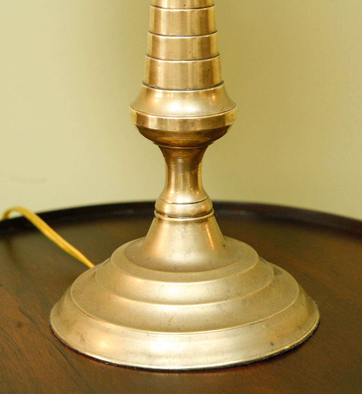 A Continental Brass Candlestick, Early 19th C., Now Wired As A Lamp In Excellent Condition In Los Angeles, CA