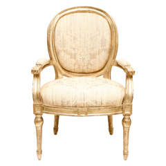 Silver Gilt Louis XVI Roundback Armchair
