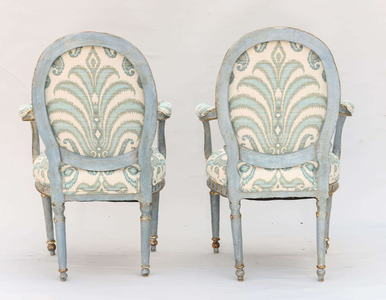 Pair of 18c. French Polychromed and Parcel Gilt Fauteuils 1