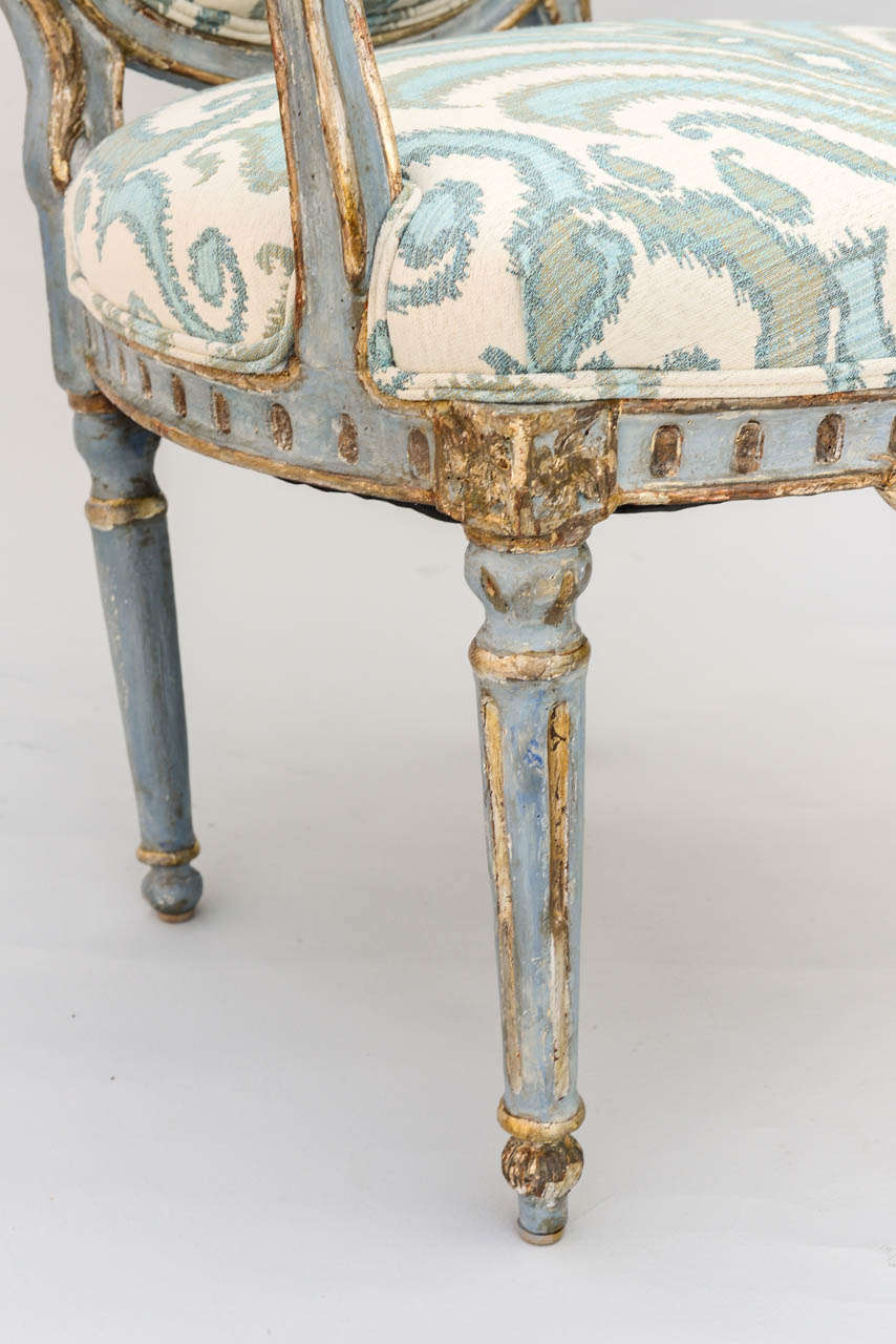 Pair of 18c. French Polychromed and Parcel Gilt Fauteuils 2