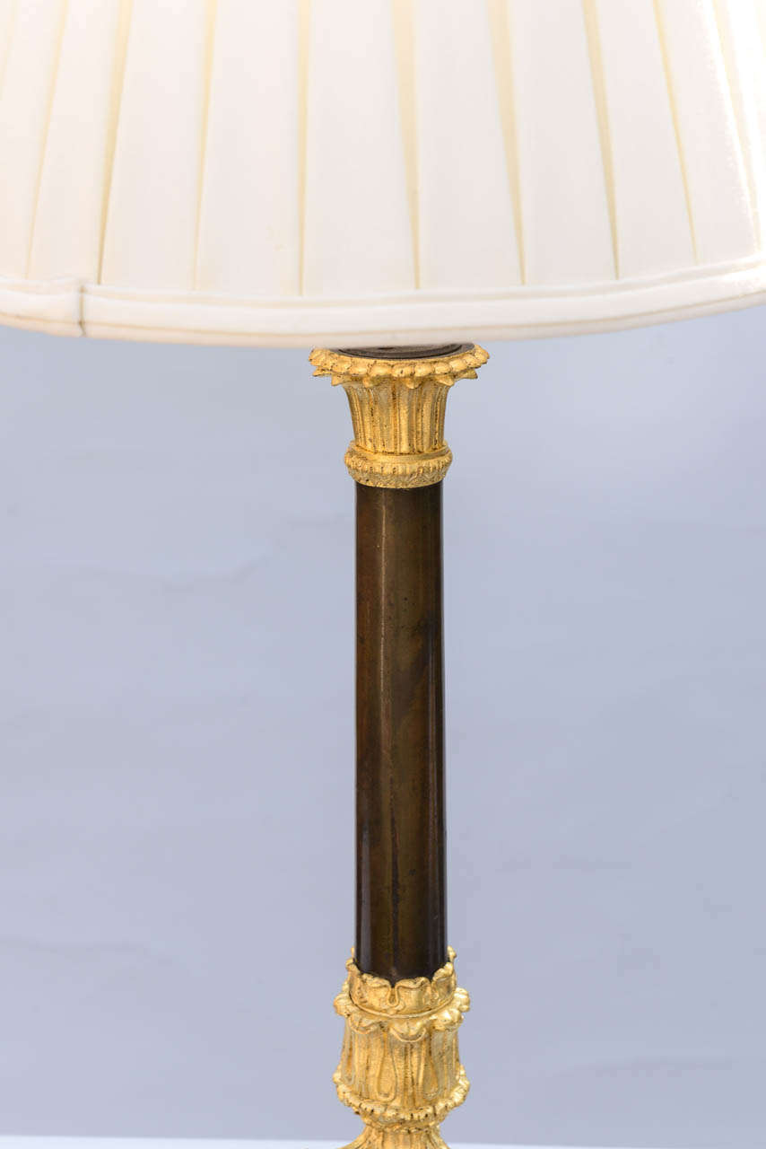 19th Century Fine Pair of 19c. French Bronze Column Lamps
