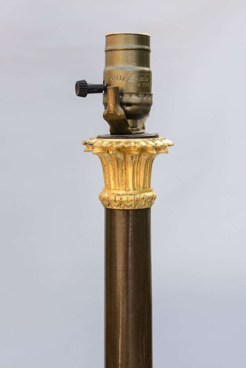 Fine Pair of 19c. French Bronze Column Lamps 3