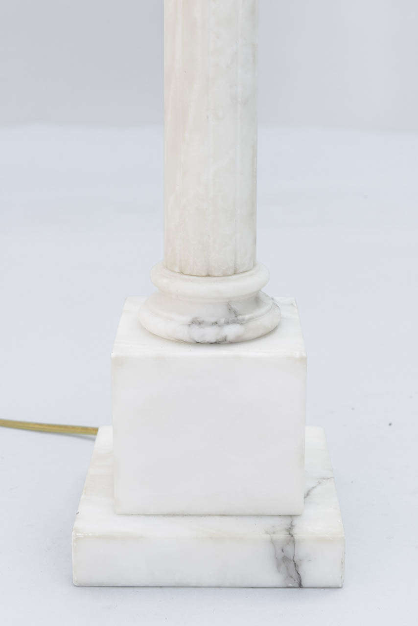 Pair of Alabaster Column Lamps 1