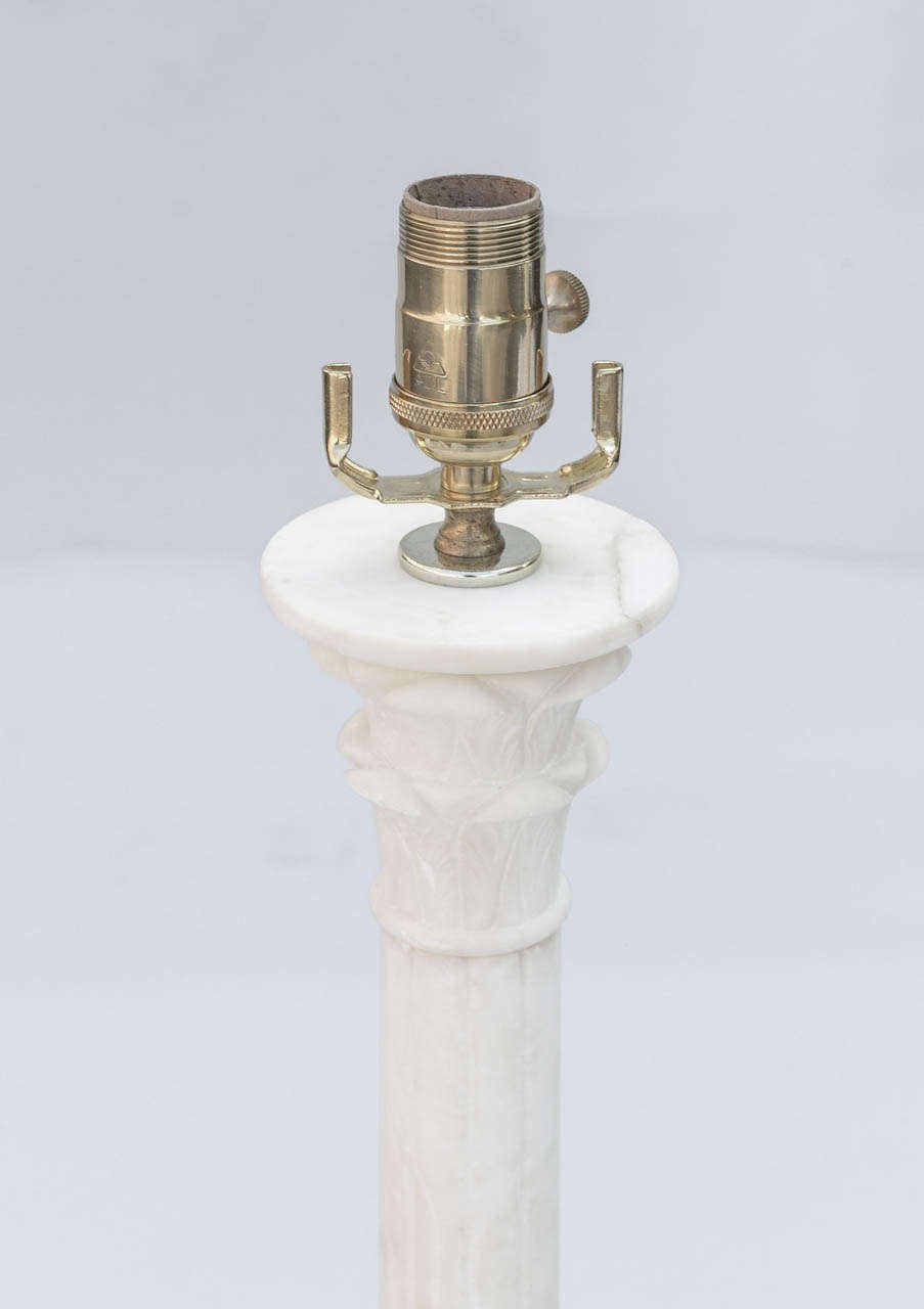 Pair of Alabaster Column Lamps 2