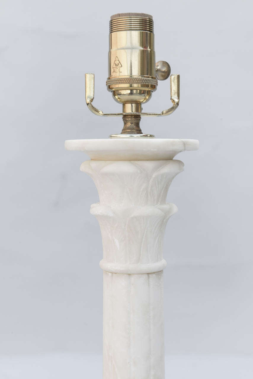 Pair of Alabaster Column Lamps 3