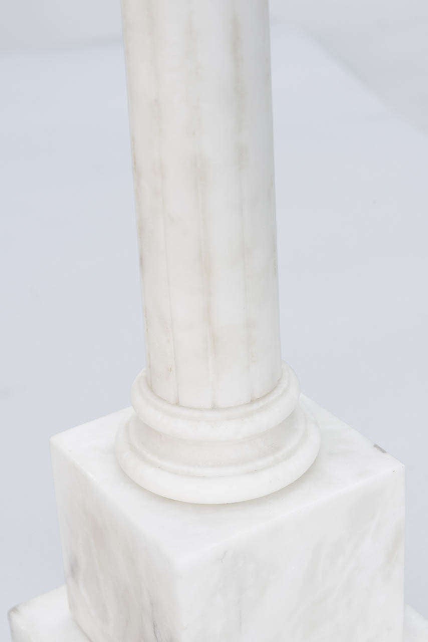 Pair of Alabaster Column Lamps 4