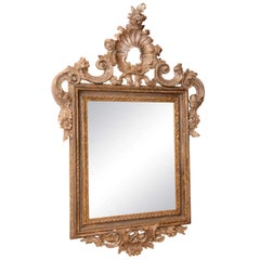18th Century Italian Carved Silver Giltwood Mirror