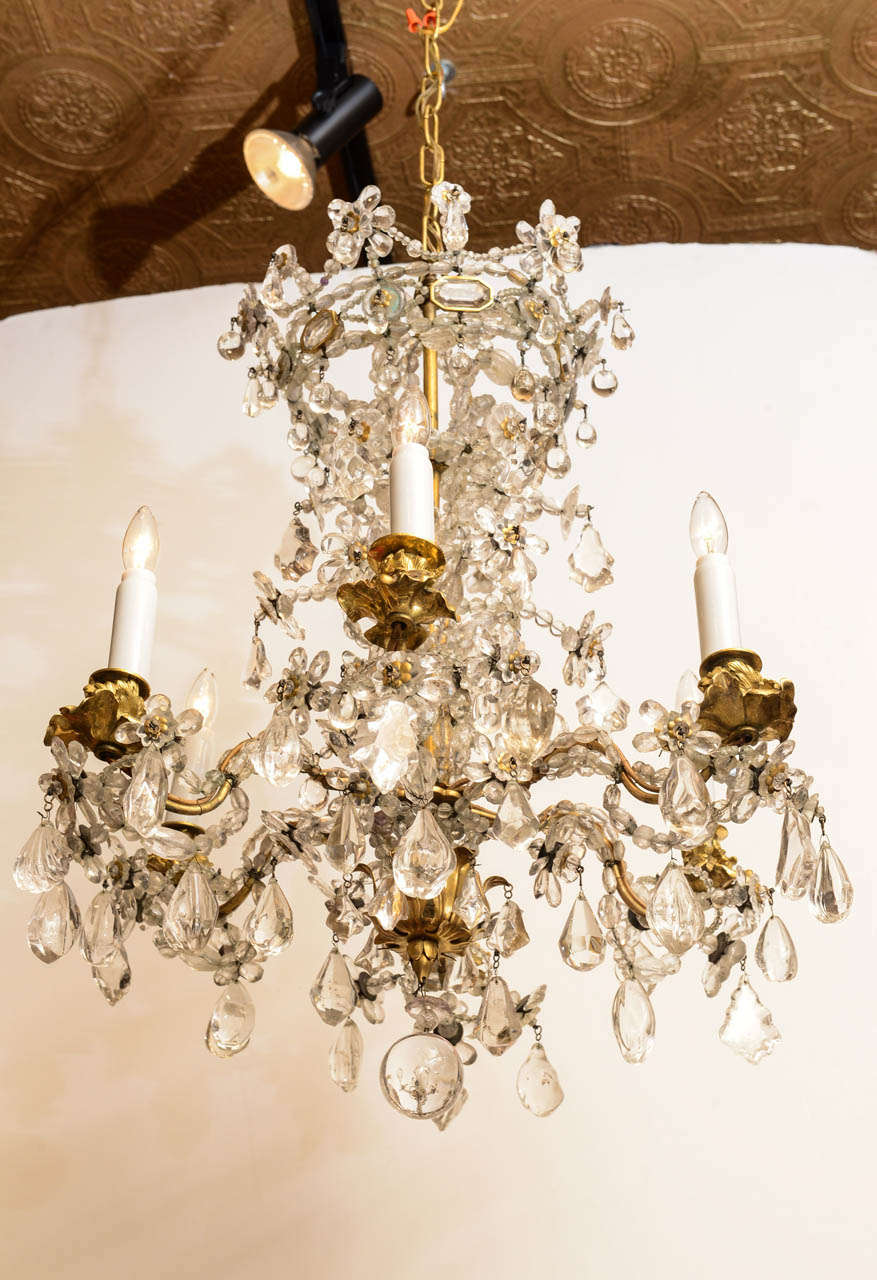 Louis XV Fine and Rare 18th Century Rock Crystal and Amethyst Crystal Six-Light Chandelier