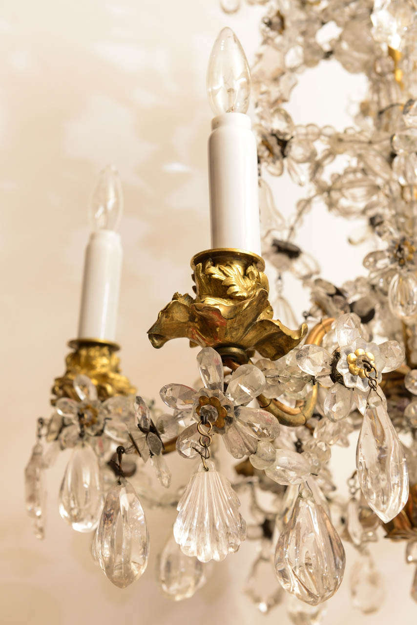 French Fine and Rare 18th Century Rock Crystal and Amethyst Crystal Six-Light Chandelier