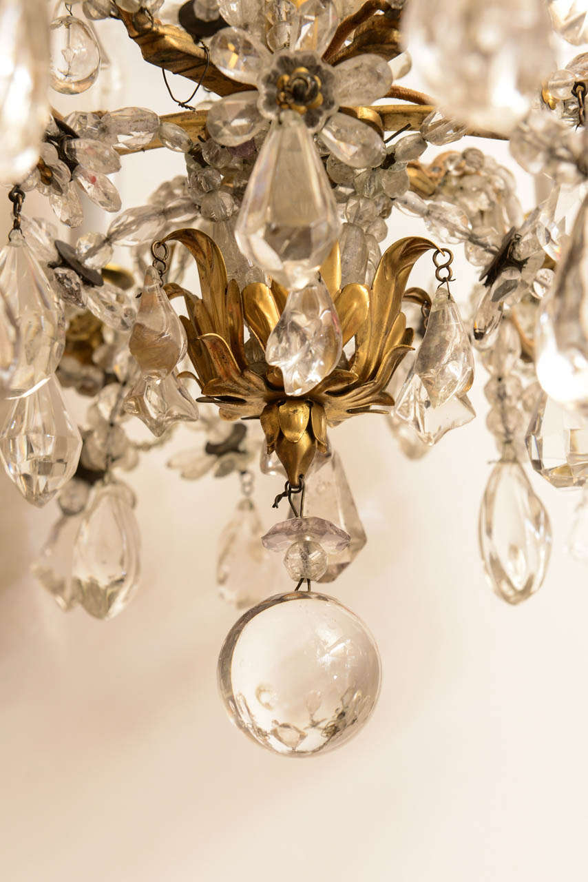 Fine and Rare 18th Century Rock Crystal and Amethyst Crystal Six-Light Chandelier In Excellent Condition In West Palm Beach, FL