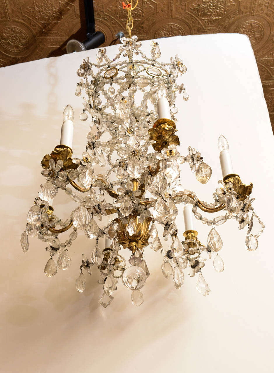 Fine and Rare 18th Century Rock Crystal and Amethyst Crystal Six-Light Chandelier 3