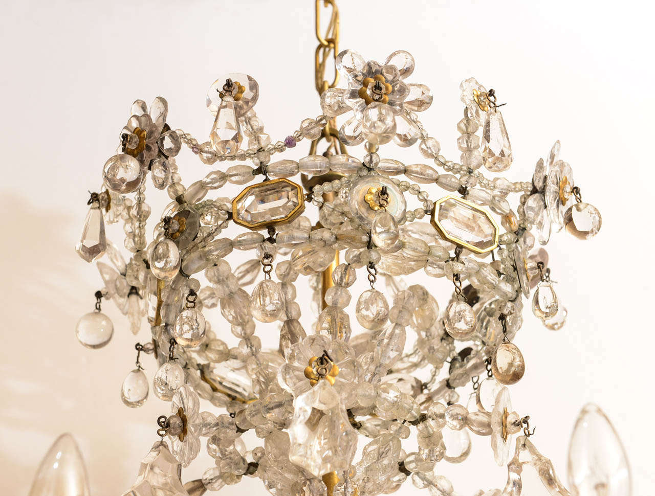 Fine and Rare 18th Century Rock Crystal and Amethyst Crystal Six-Light Chandelier 4
