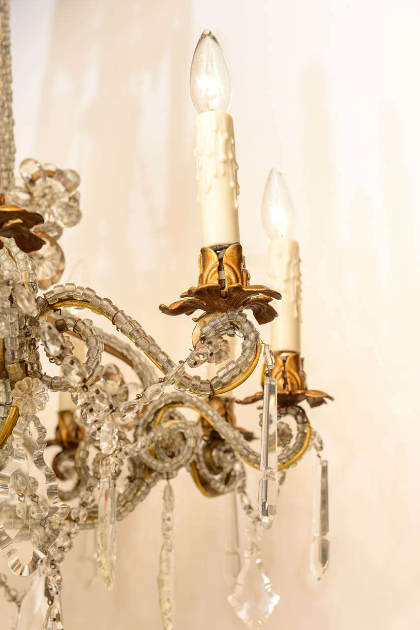 Baroque Spectacular Bead-Encrusted Twelve Light Chandelier For Sale
