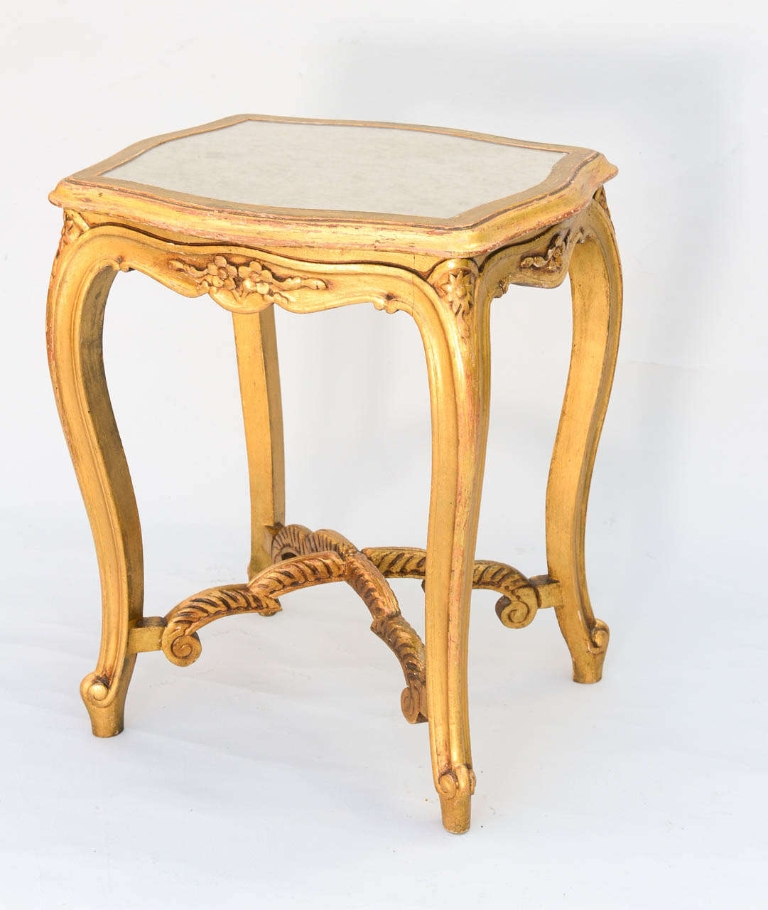 Italian Carved Giltwood Accent Table with Mirrored Top