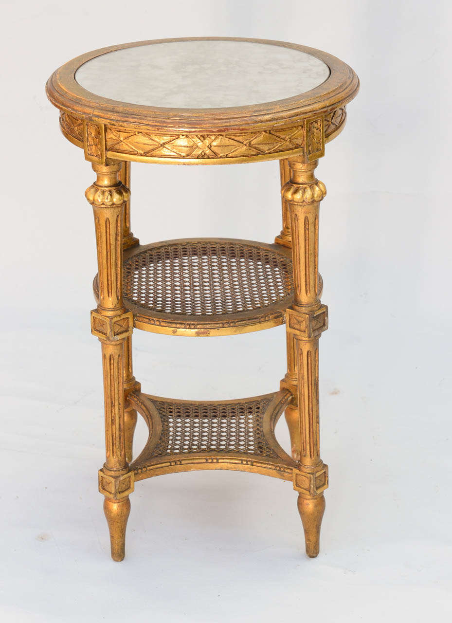 French Round Giltwood Candlestand with Marble Top