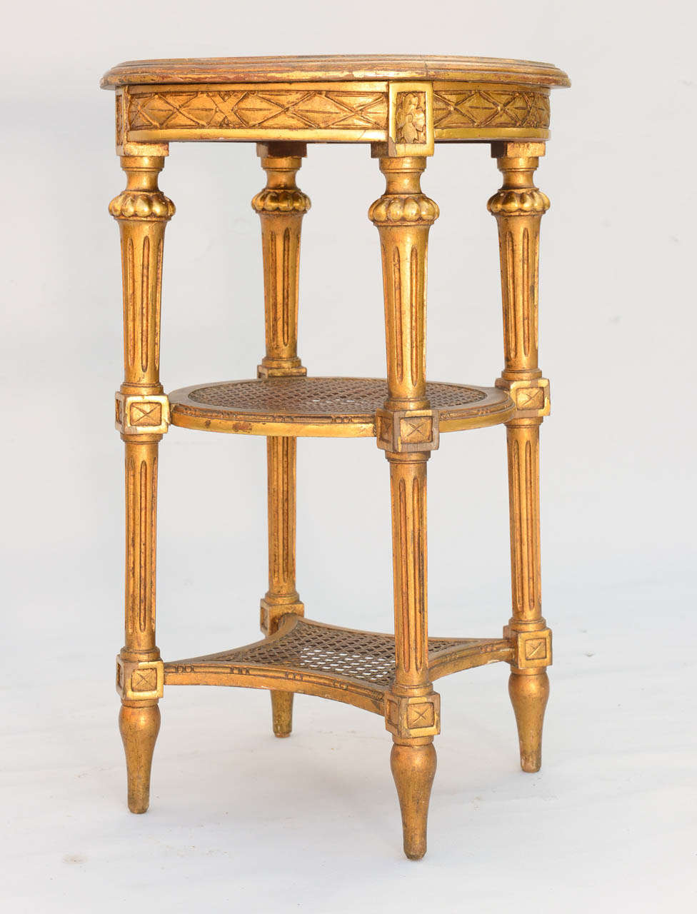 19th Century Round Giltwood Candlestand with Marble Top