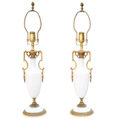 Fine Pair of Opaline Lamps