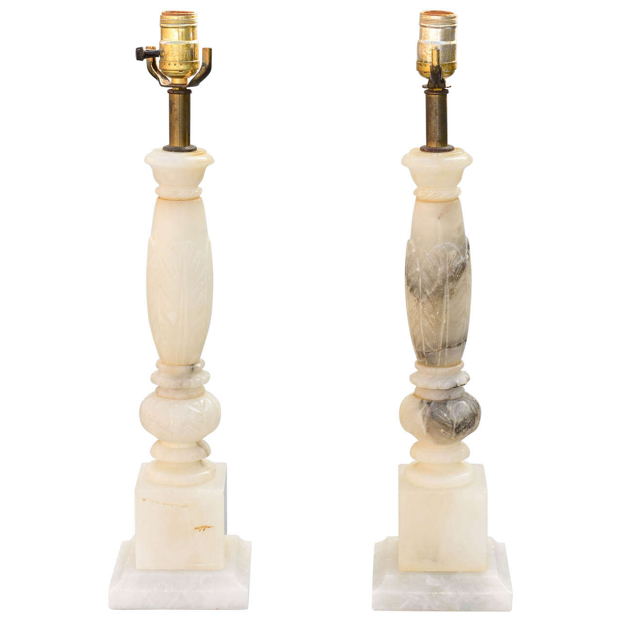 Pair of Alabaster Lamps at 1stdibs