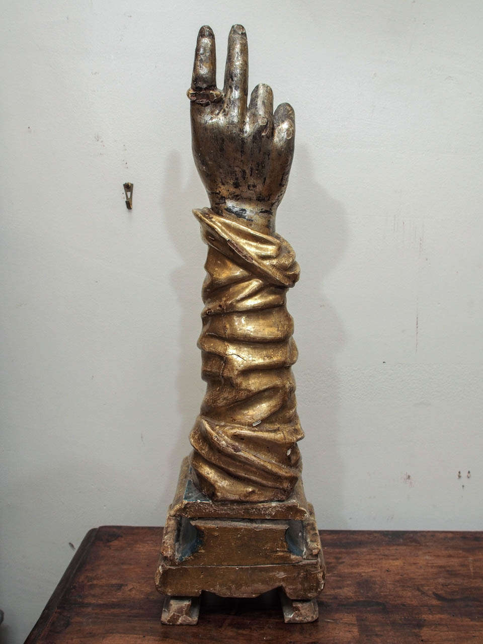 Giltwood 18th Century Reliquary in the Form of a Hand and Arm