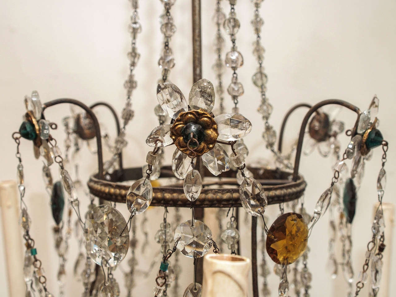 Italian Genovese Girandoles of Giltwood and Crystal, 19th Century For Sale 1