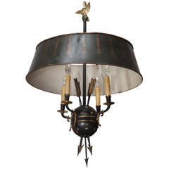 Tole and Brass Chandelier with Tole Shade 7