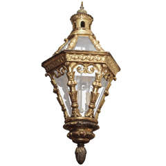 18th Century Giltwood Lantern with Glass Panels