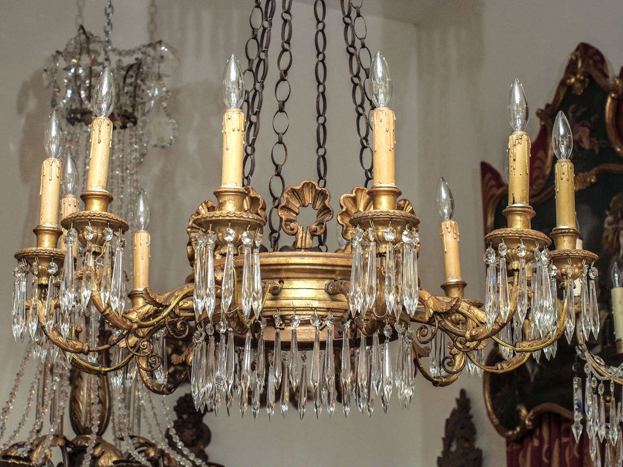 Giltwood and Crystal Italian Chandelier 1