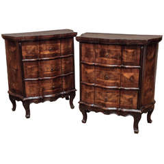 Pair of Italian Luigi XV Walnut Commodini