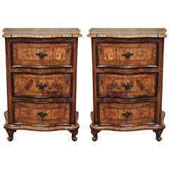 Pair of Italian Luigi XV Olive Wood Commodini Pair of Italian Luigi XV Olive Wood Commodini