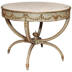 Italian Louis XVI 19th Century Painted and Parcel Silver Gilt Center Table