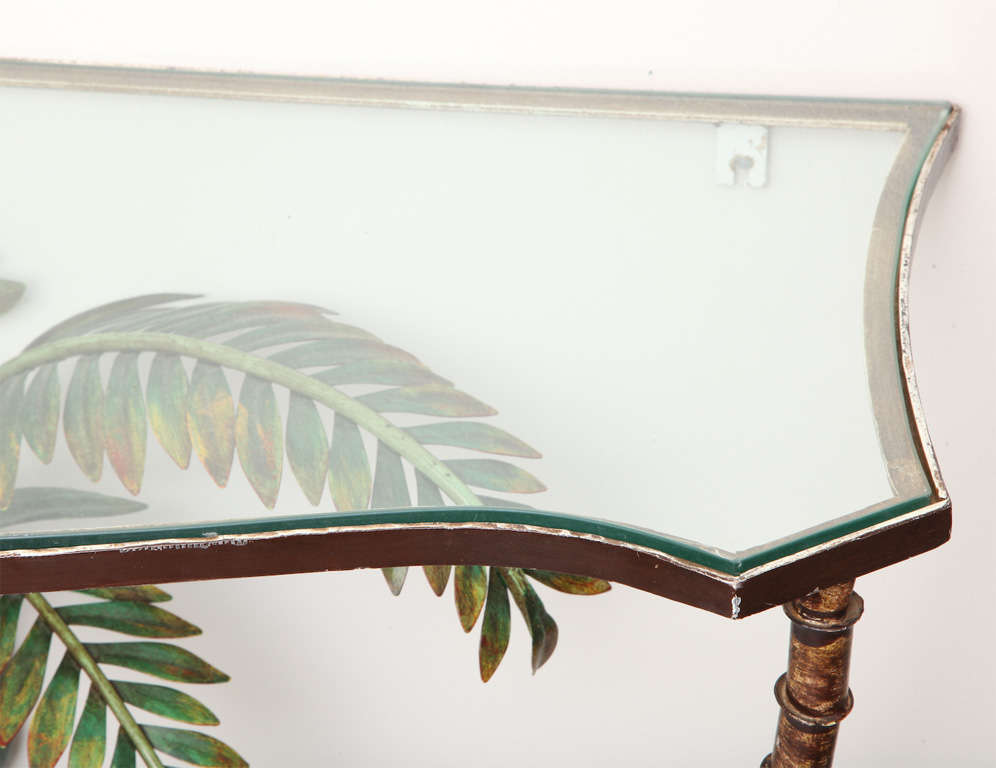 Faux Bamboo Tole Palm Tree Console 3