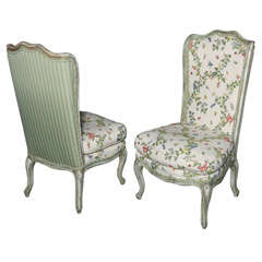 Antique Pair of Darling French Slipper Chairs