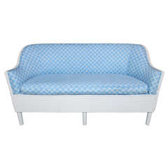 Cozy White Painted Bamboo Settee